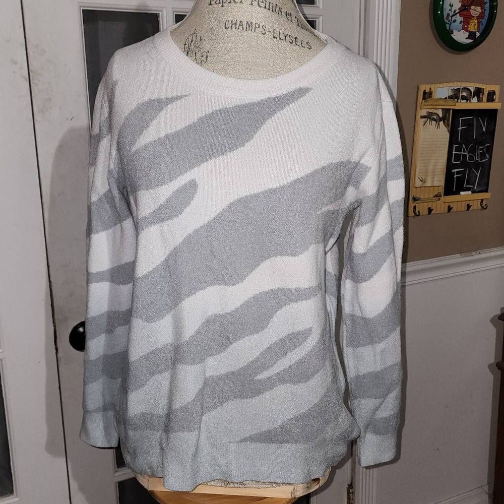 Barefoot Dreams Womens CozyChic Ultra Lite Ocean Reef Pullover Sweater Small
